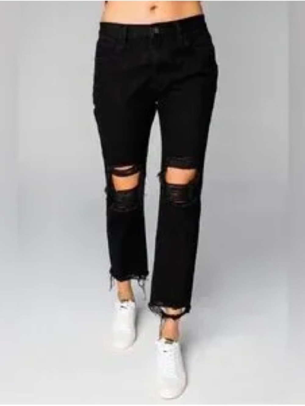 Buddy Love Black Distressed Knee Straight Jeans - Women